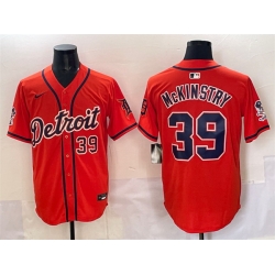 Men Detroit Tigers 39 Zach McKinstry Orange With Patch Vapor Premier Limited Stitched Baseball Jersey