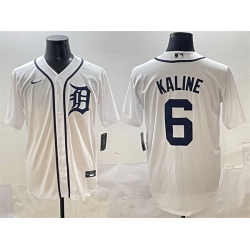 Men Detroit Tigers 6 Al Kaline White Cool Base Stitched Baseball Jersey