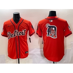 Men Detroit Tigers Team Big Logo Orange With Patch Vapor Premier Limited Stitched Baseball Jersey