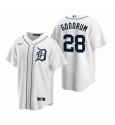 Mens Nike Detroit Tigers 28 Niko Goodrum White Home Stitched Baseball Jersey