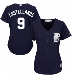 Womens Majestic Detroit Tigers 9 Nick Castellanos Replica Navy Blue Alternate Cool Base MLB Jersey