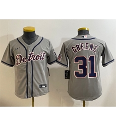 Youth Detroit Tigers 31 Riley Greene Grey Cool Base Stitched Baseball Jersey