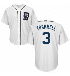 Youth Majestic Detroit Tigers 3 Alan Trammell Authentic White Home Cool Base MLB Jersey