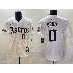 Men Houston Astros 0 Orbit White Gothic  27Houston Born Barrio Raised 27 Limited Stitched Baseball Jersey