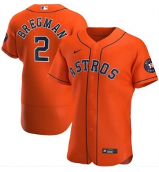 Men Houston Astros 2 Alex Bregman Orange Flex Base Stitched Jersey