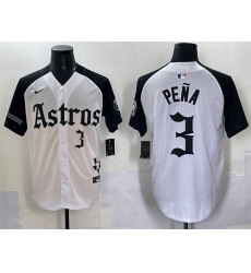 Men Houston Astros 3 Jeremy Pena White Black Gothic  27Houston Born Barrio Raised 27 Limited Stitched Baseball Jersey