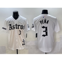 Men Houston Astros 3 Jeremy Pena White Gothic  27Houston Born Barrio Raised 27 Limited Stitched Baseball Jersey