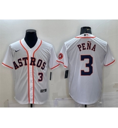 Men Houston Astros 3 Jeremy Pena White With Patch Cool Base Stitched Jersey