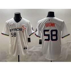 Men Houston Astros 58 Hunter Brown White 2025 City Connect Limited Stitched Baseball Jersey