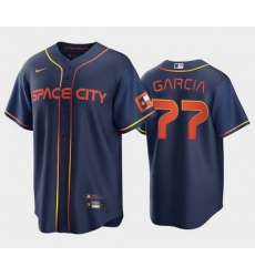 Men Houston Astros 77 Luis Garcia 2022 Navy City Connect Cool Base Stitched Jerse