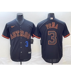 Men's Houston Astros #3 Jeremy Pena Number Lights Out Black Fashion Stitched MLB Cool Base Nike Jersey1