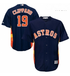 Mens Majestic Houston Astros 19 Tyler Clippard Replica Navy Blue Alternate Cool Base MLB Jersey 