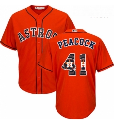 Mens Majestic Houston Astros 41 Brad Peacock Authentic Orange Team Logo Fashion Cool Base MLB Jersey 