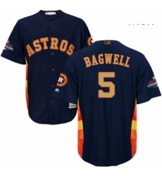 Mens Majestic Houston Astros 5 Jeff Bagwell Replica Navy Blue Alternate 2018 Gold Program Cool Base MLB Jersey