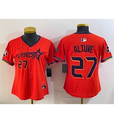 Women Houston Astros 27 Jose Altuve Orange 2025 City Connect With Texas Patch Limited Stitched Baseball Jersey Women Houston Astros 27 Jose Altuve Orange 2025 City Connect With Texas Patch Limited Stitched Baseball Jersey