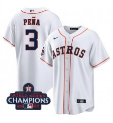 Youth Houston Astros 3 Jeremy PeNa White 2022 World Series Champions Home Stitched BaseballJersey