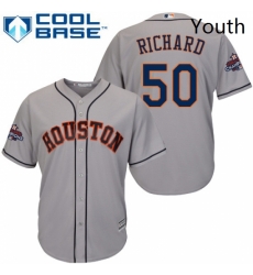 Youth Majestic Houston Astros 50 JR Richard Authentic Grey Road 2017 World Series Champions Cool Base MLB Jersey