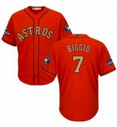 Youth Majestic Houston Astros 7 Craig Biggio Authentic Orange Alternate 2018 Gold Program Cool Base MLB Jersey