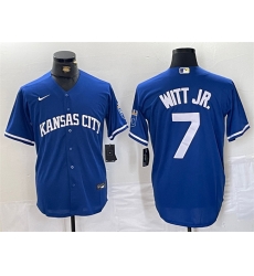 Men Kansas City Royals 7 Bobby Witt Jr  Royal Cool Base Stitched Baseball Jersey