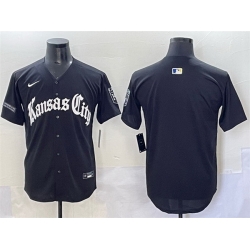 Men Kansas City Royals Blank Black  27Gothic Crown Edition 27 Vapor Premier Limited Stitched Baseball Jersey