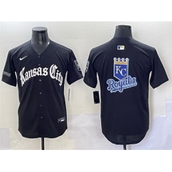 Men Kansas City Royals Team Big Logo Black  27Gothic Crown Edition 27 Vapor Premier Limited Stitched Baseball Jersey 1