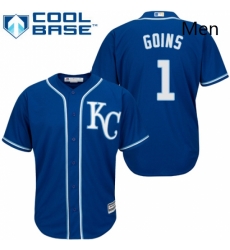 Mens Majestic Kansas City Royals 1 Ryan Goins Replica Blue Alternate 2 Cool Base MLB Jersey 