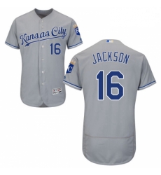 Mens Majestic Kansas City Royals 16 Bo Jackson Grey Road Flex Base Authentic Collection MLB Jersey