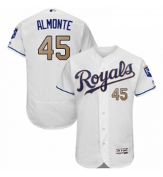 Mens Majestic Kansas City Royals 45 Abraham Almonte White Flexbase Authentic Collection MLB Jersey