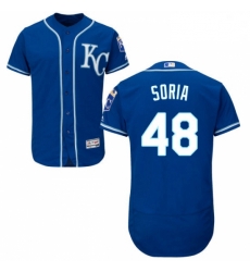 Mens Majestic Kansas City Royals 48 Joakim Soria Royal Blue Alternate Flex Base Collection 2018 World Series Jersey