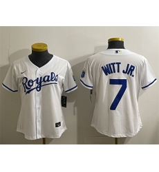 Women Kansas City Royals 7 Bobby Witt Jr  White Cool Base Stitched Jersey 