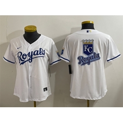 Women Kansas City Royals Team Big Logo White Cool Base Stitched Jersey  1