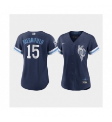 Women's Kansas City Royals #15 Whit Merrifield 2022 Navy City Connect Cool Base Stitched Jersey