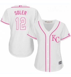 Womens Majestic Kansas City Royals 12 Jorge Soler Authentic White Fashion Cool Base MLB Jersey