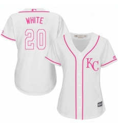 Womens Majestic Kansas City Royals 20 Frank White Replica White Fashion Cool Base MLB Jersey