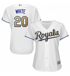 Womens Majestic Kansas City Royals 20 Frank White Replica White Home Cool Base MLB Jersey