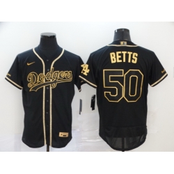 Dodgers 50 Mookie Betts Black Gold 2020 Nike Flexbase Jersey