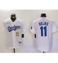 Men Los Angeles Dodgers 11 Miguel Rojas White Cool Base Stitched Baseball Jersey 5