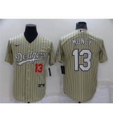 Men Los Angeles Dodgers 13 Max Muncy Cream Throwback Stitched Baseball Jerseys