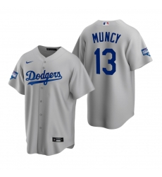 Men Los Angeles Dodgers 13 Max Muncy Gray 2020 World Series Champions Replica Jersey