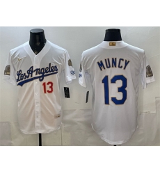 Men Los Angeles Dodgers  13 Max Muncy White 2026 Gold Collection 9x   B2B Champs Patch Stitched Baseball Jersey