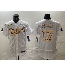 Men Los Angeles Dodgers 17 Shohei Ohtani White 2022 All Star Stitched Flex Base Nike Jersey