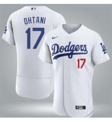 Men Los Angeles Dodgers 17 Shohei Ohtani White Flex Base Stitched Baseball Jersey