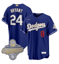 Men Los Angeles Dodgers  24 Kobe Bryant Royal 2026 Alternate Gold Collection Stadium Stitched Baseball Jersey