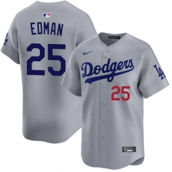 Men Los Angeles Dodgers 25 Tommy Edman Grey Limited Stitched Baseball Jersey