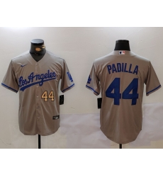 Men Los Angeles Dodgers 44 Vicente Padilla Grey Cool Base Stitched Baseball Jersey 3