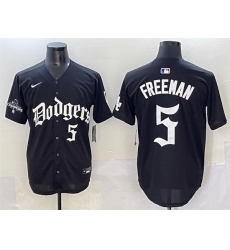 Men Los Angeles Dodgers 5 Freddie Freeman Black 2025 LA Gothic Style With 2024 World Series Champions Patch Vapor Premier Limited Stitched Baseball Jersey Men Los Angeles Dodgers 5 Freddie Freeman Black 2025 LA Gothic Style With 2024 World Series Champions Patch Vapor Premier Limited Stitched Baseball Jersey