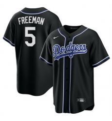 Men Los Angeles Dodgers 5 Freddie Freeman Black Lights Out Limited Stitched Baseball Jersey