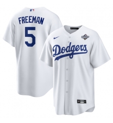 Men Los Angeles Dodgers 5 Freddie Freeman White 2025 World Series Home Cool Base Stitched Baseball Jersey