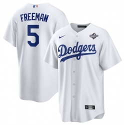 Men Los Angeles Dodgers 5 Freddie Freeman White 2025 World Series Home Cool Base Stitched Baseball Jersey