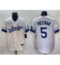 Men Los Angeles Dodgers 5 Freddie Freeman White City Connect Cool Base Stitched Jersey